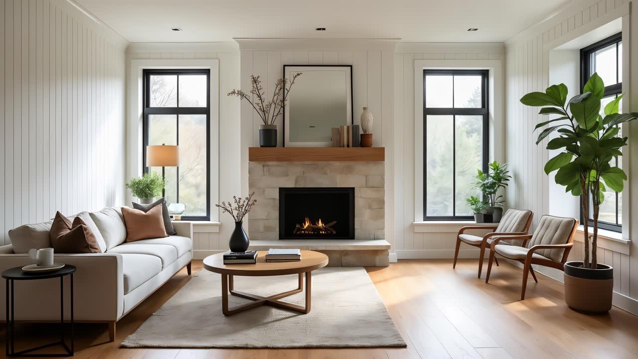 Staged and enhanced living room — real Days 1–2 output of the course.