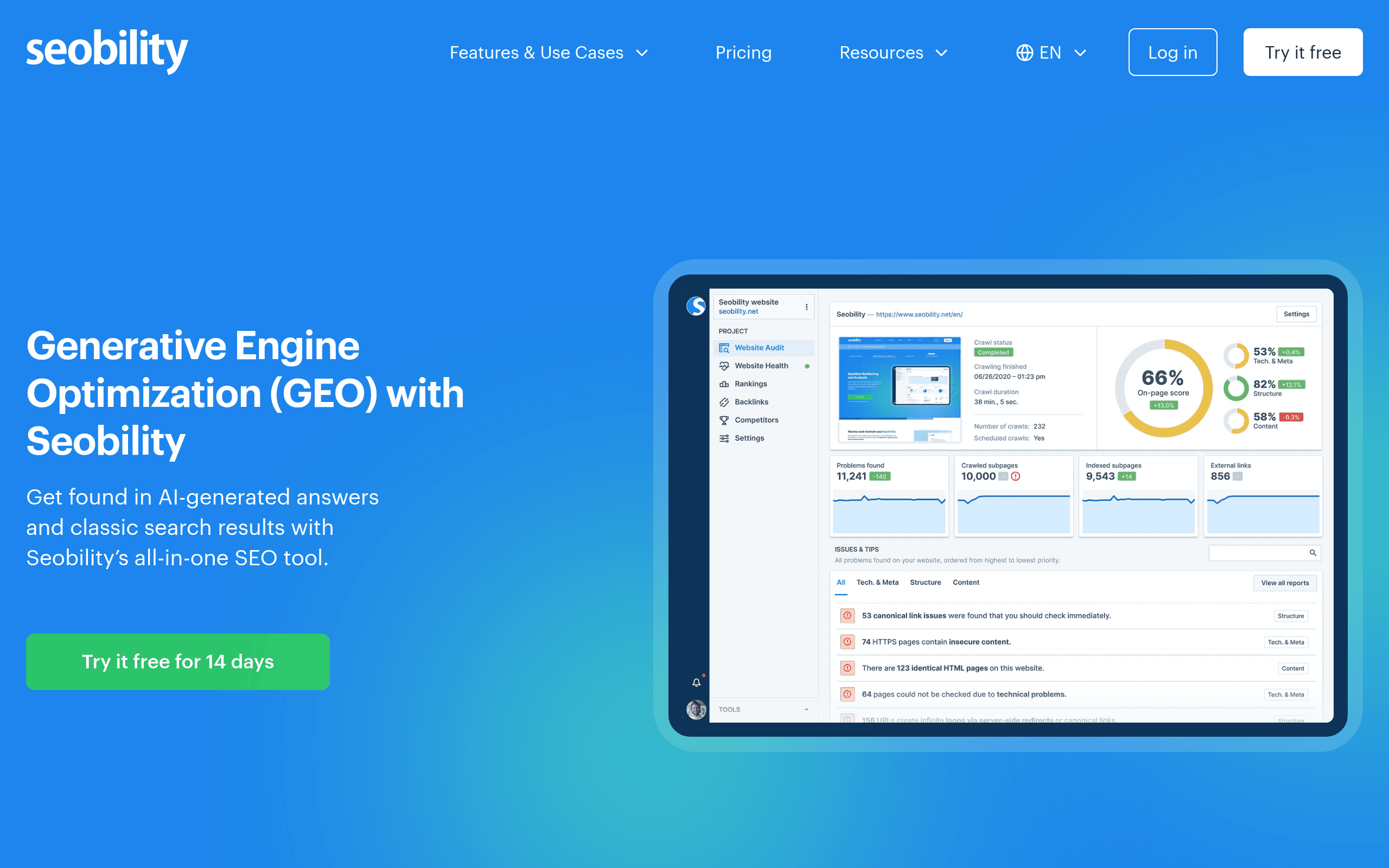 Seobility - AI tool screenshot