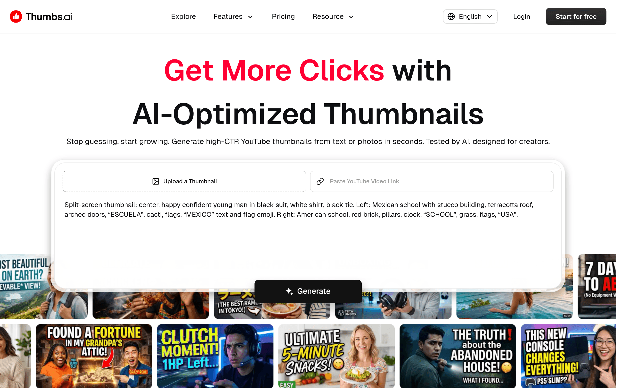 AI YouTube Thumbnail Maker - AI tool screenshot