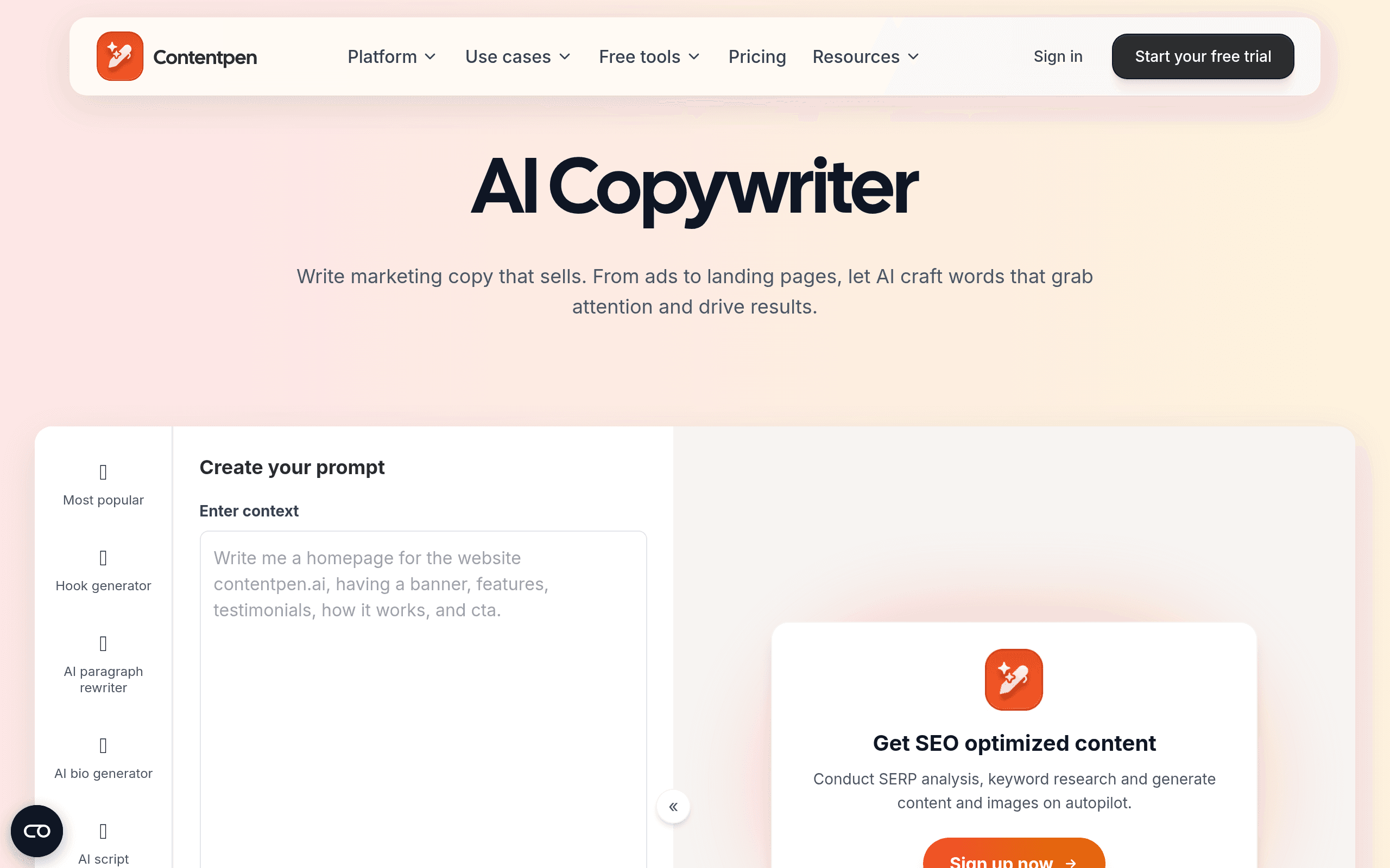 Free AI Copywriter - AI tool screenshot