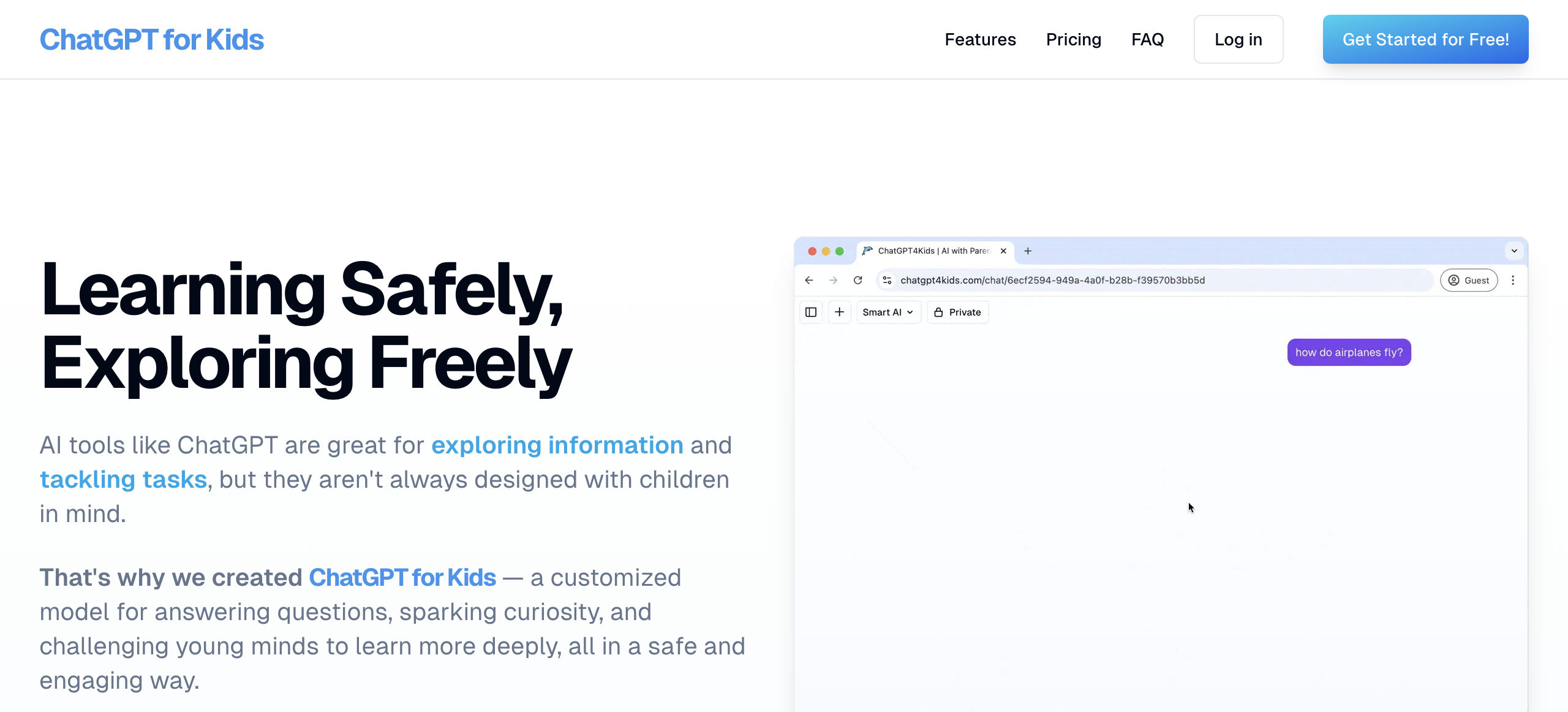 ChatGPT for Kids | AI for all ages! - AI tool screenshot