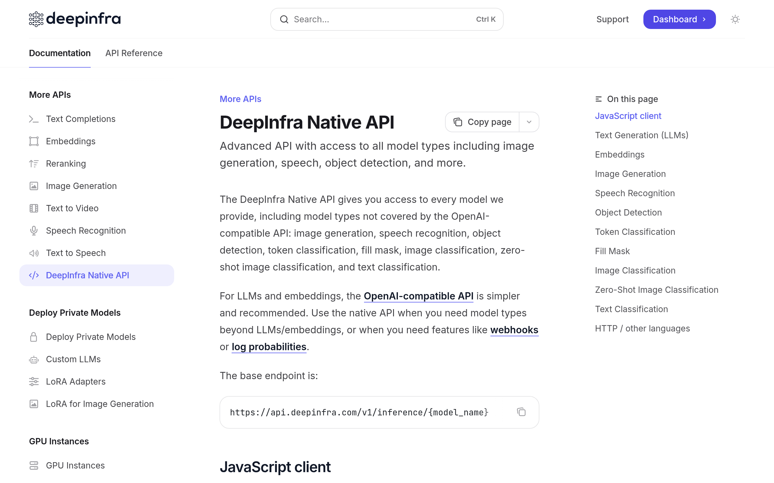 DeepInfra Native API