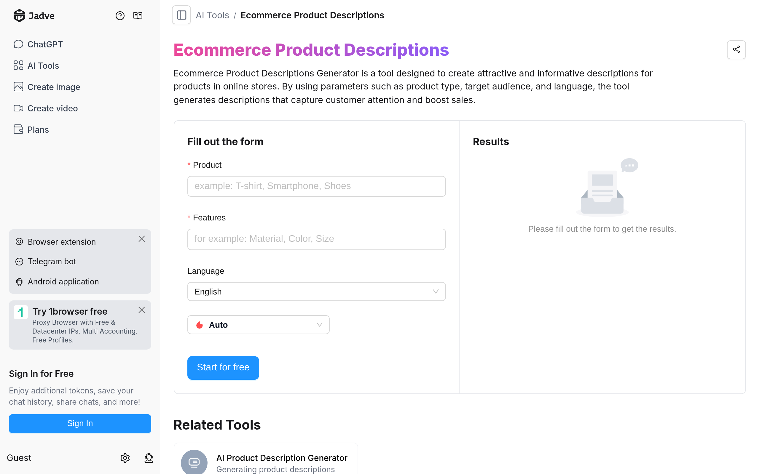 AI Ecommerce Product Descriptions