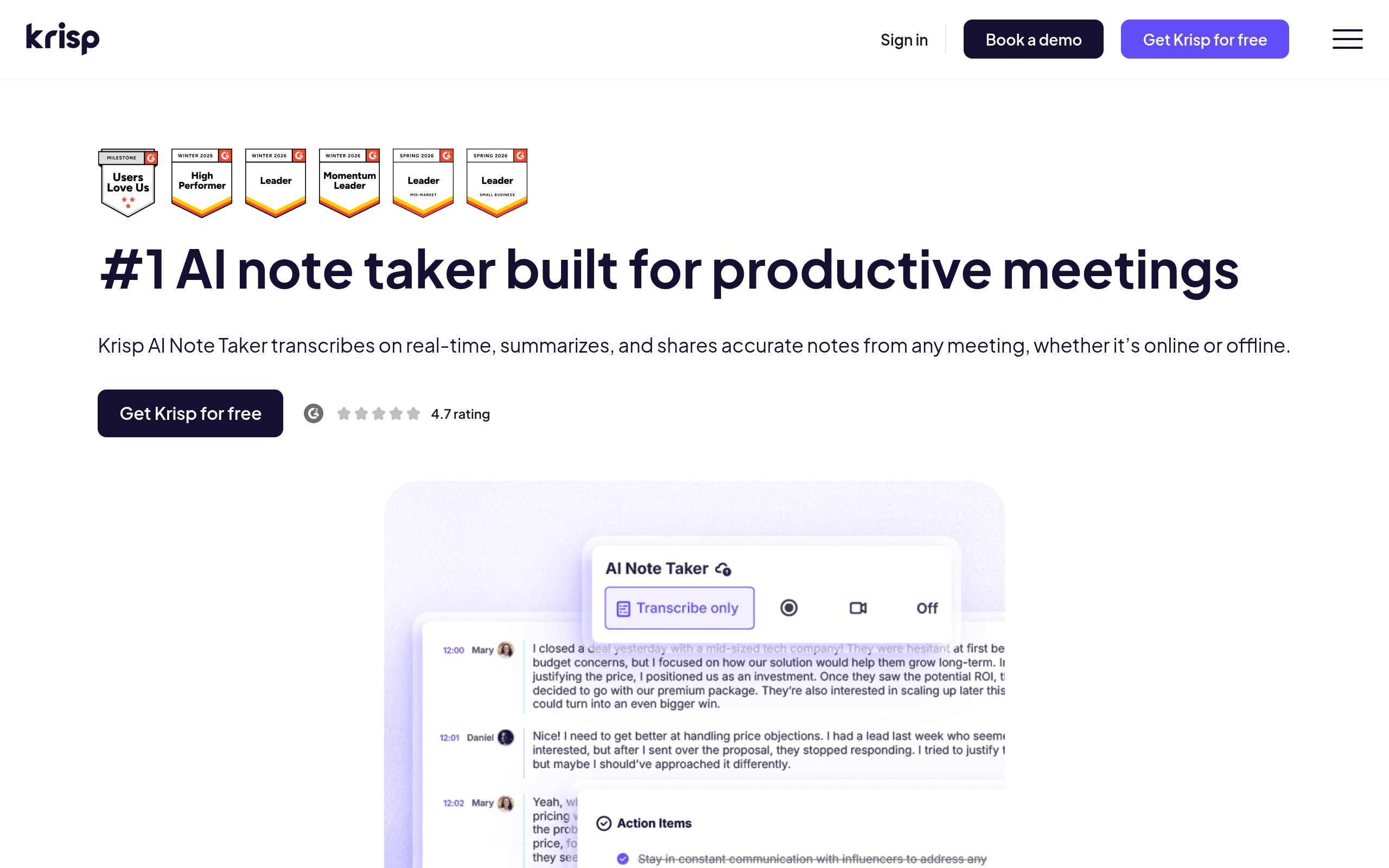 Krisp AI Note Taker