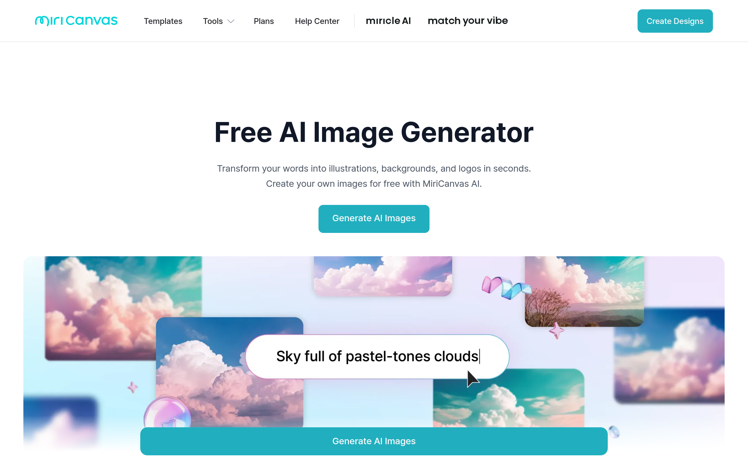 MiriCanvas AI Image Generator screenshot