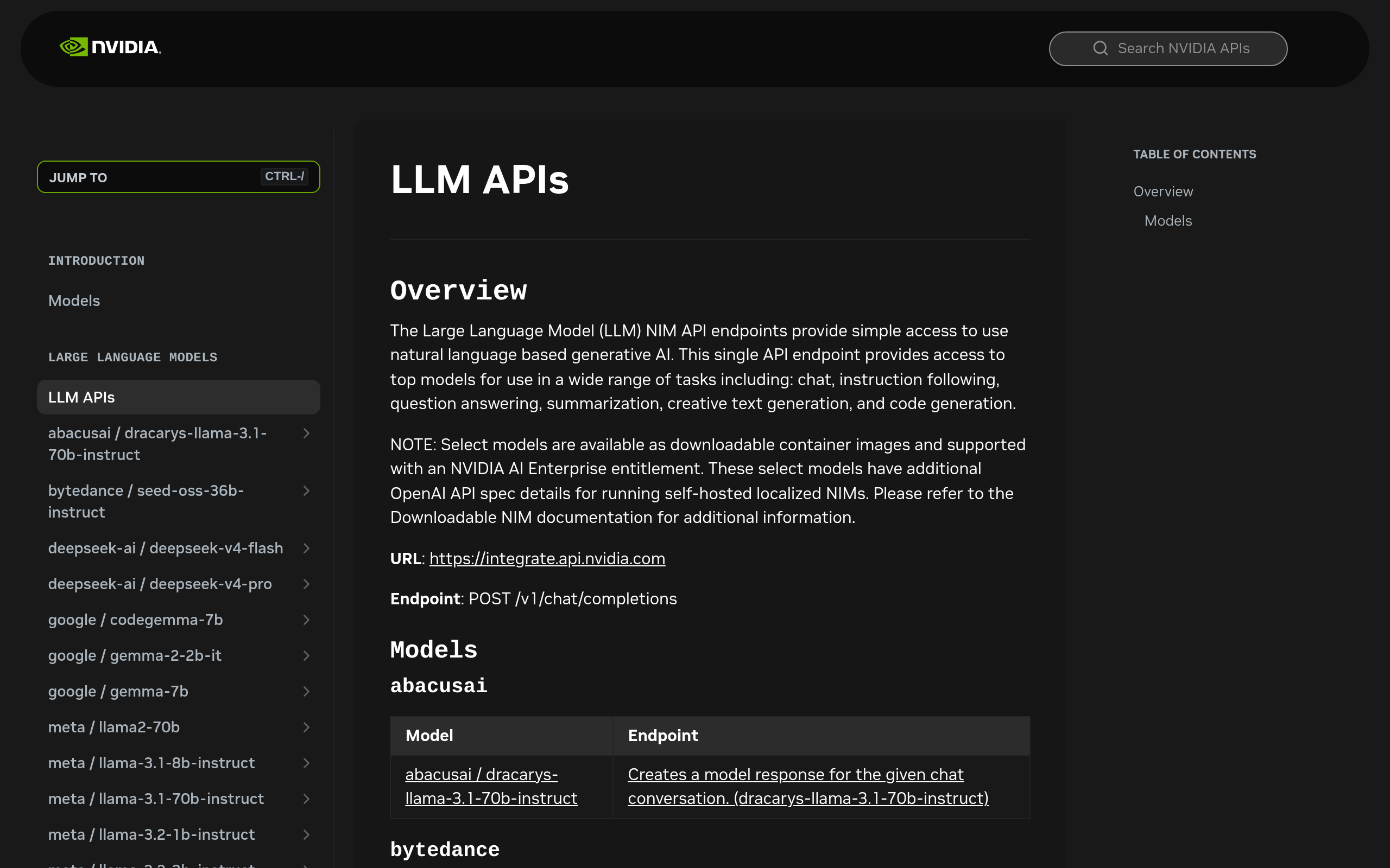 NIM LLM APIs