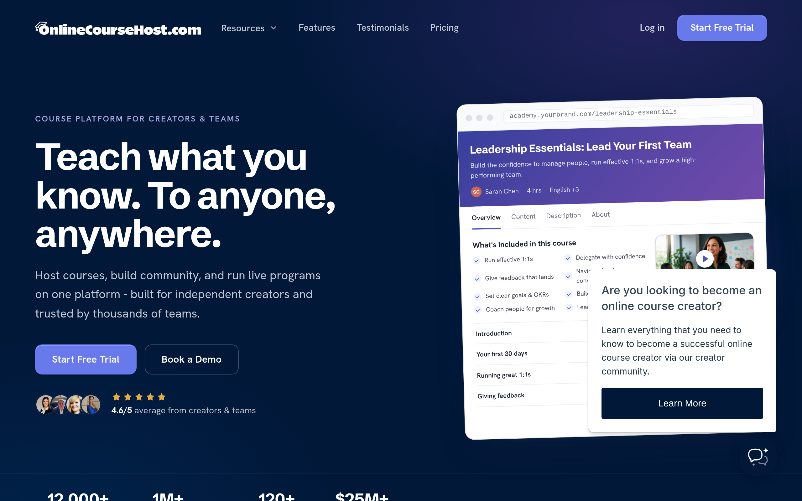 OnlineCourseHost.com screenshot