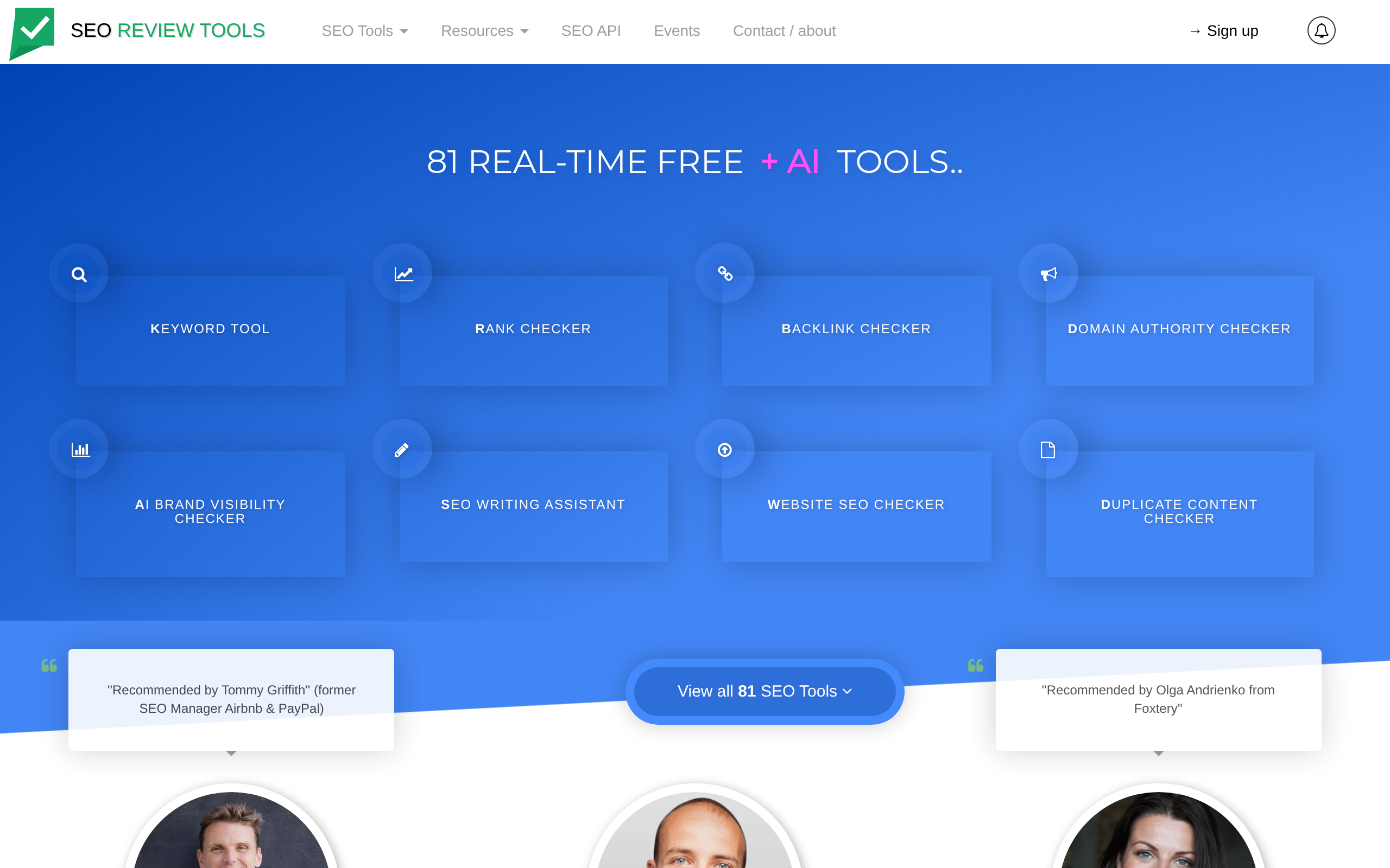 SEO Review Tools screenshot