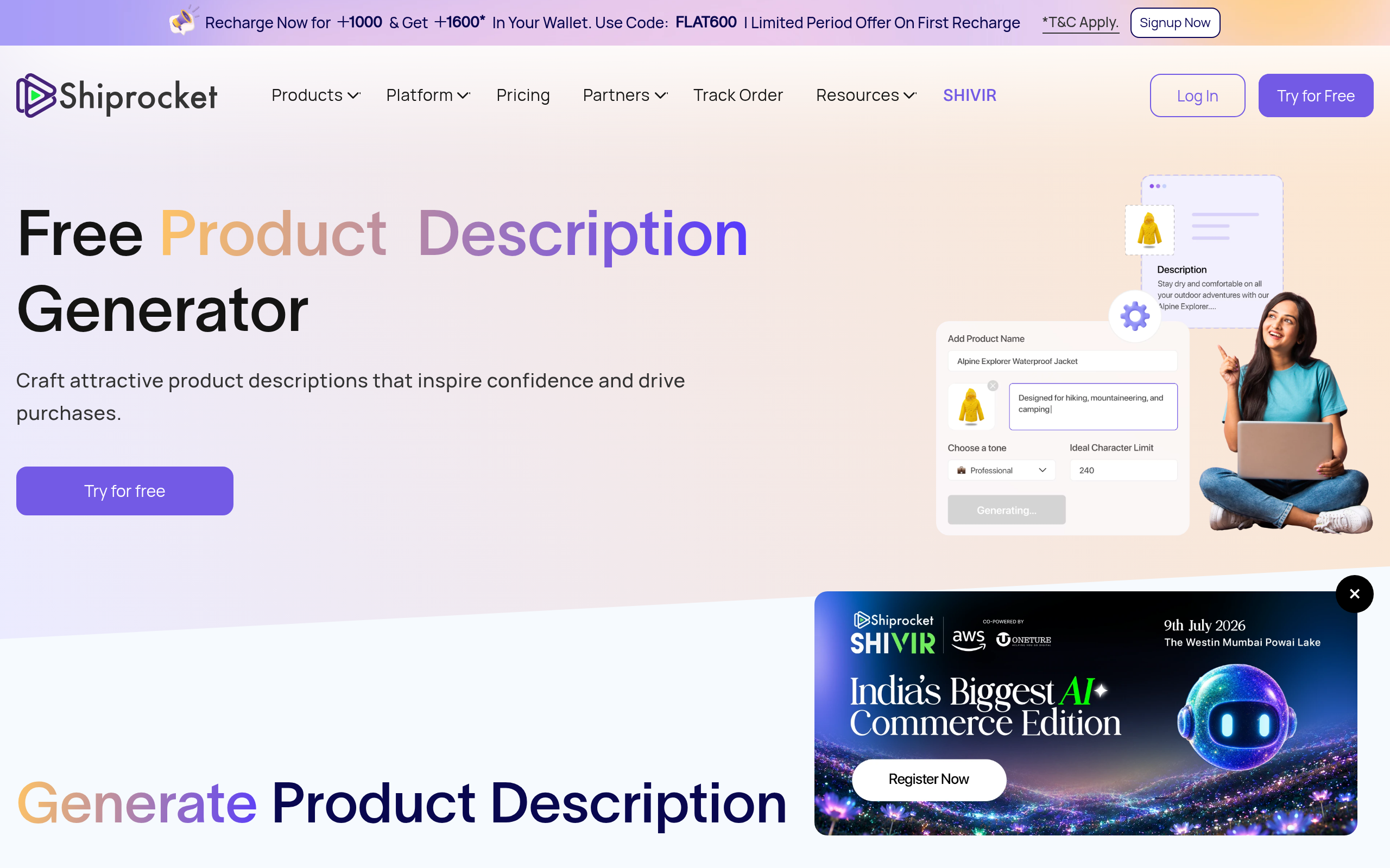 Product Description Generator screenshot