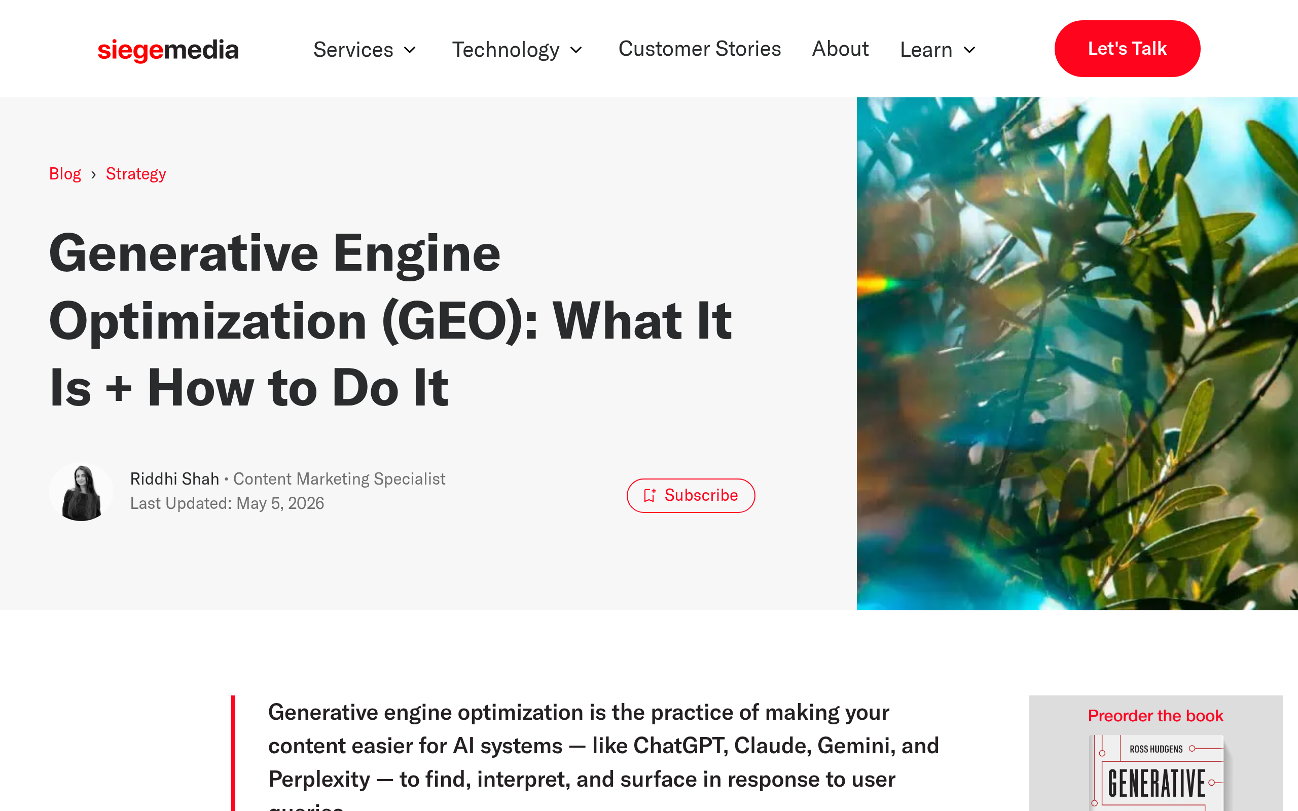 Generative Engine Optimization (GEO)