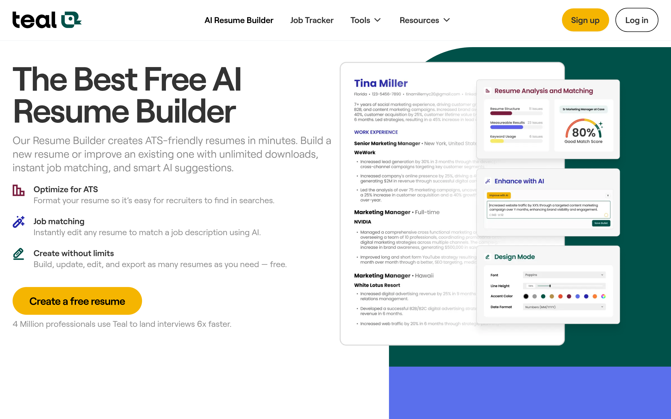 Teal AI Resume Builder