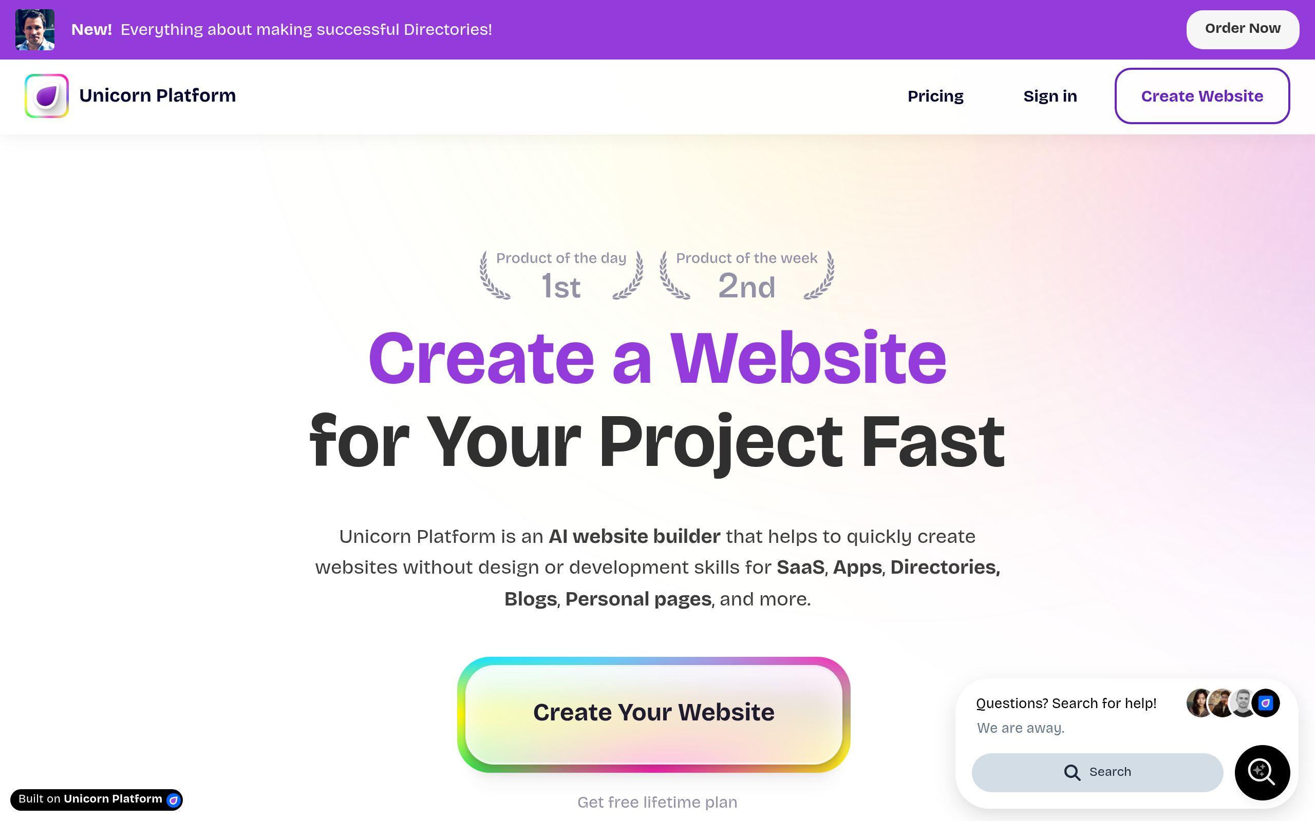 Unicorn Platform screenshot