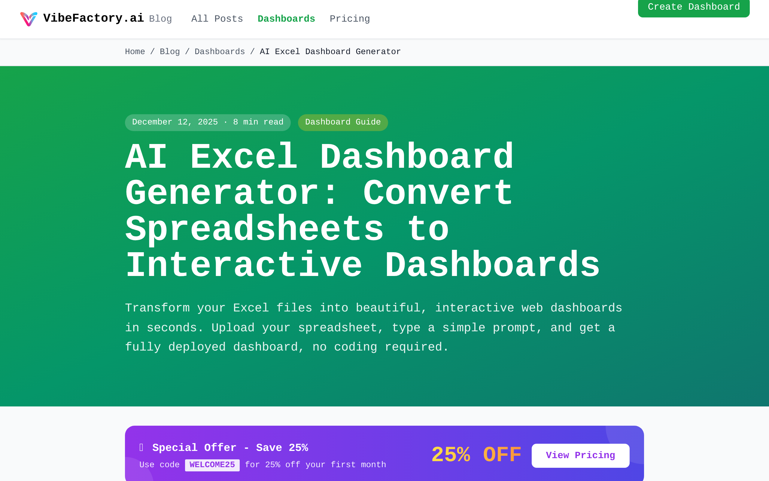 AI Excel Dashboard Generator