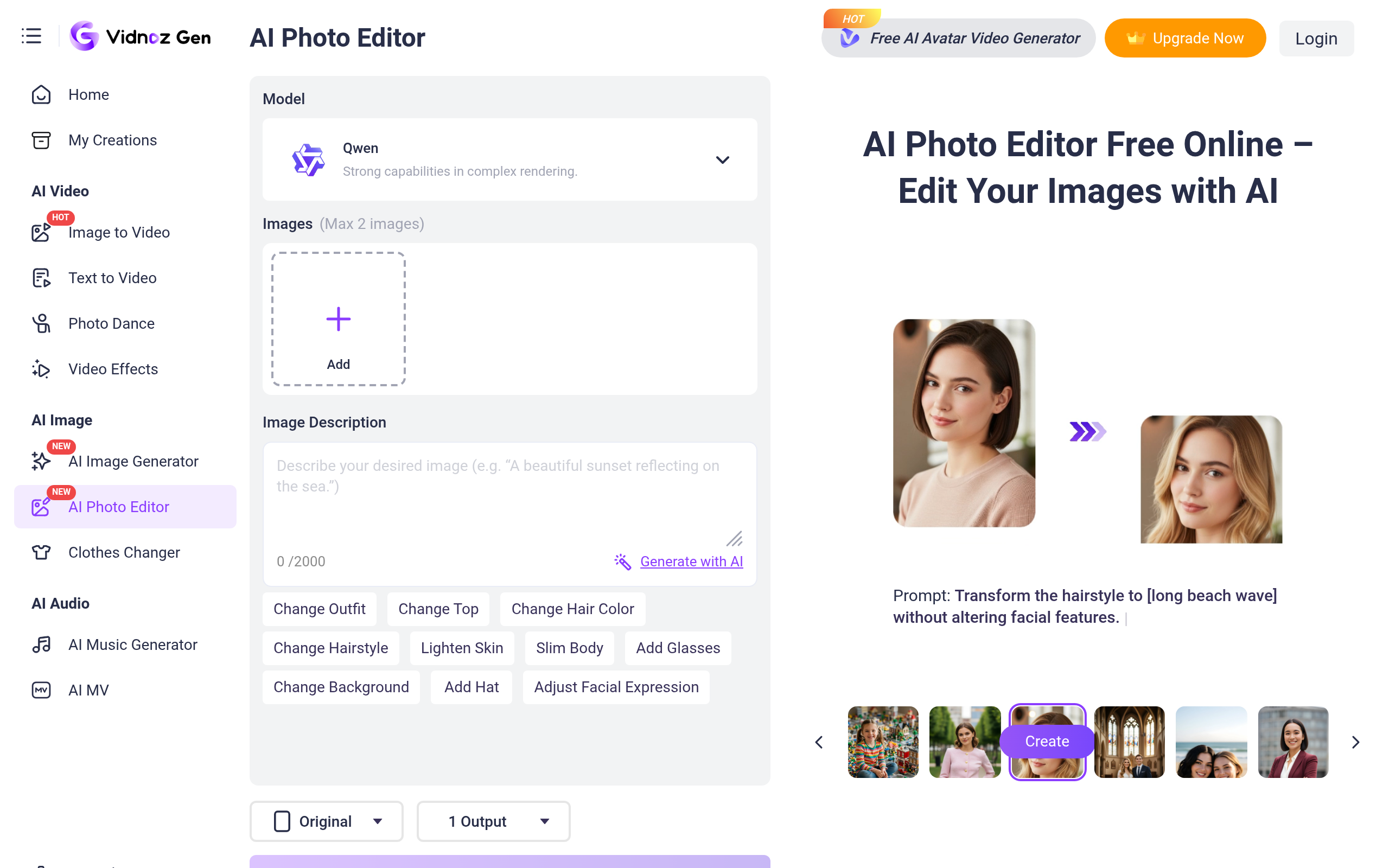 Vidnoz AI Photo Editor screenshot