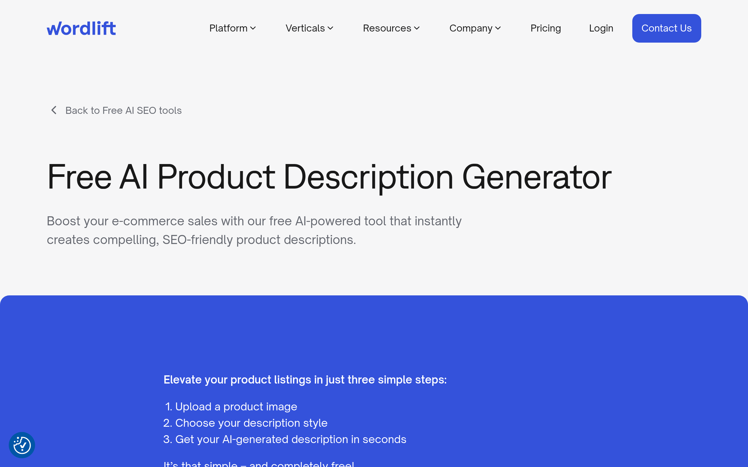 Free AI Product Description Generator screenshot